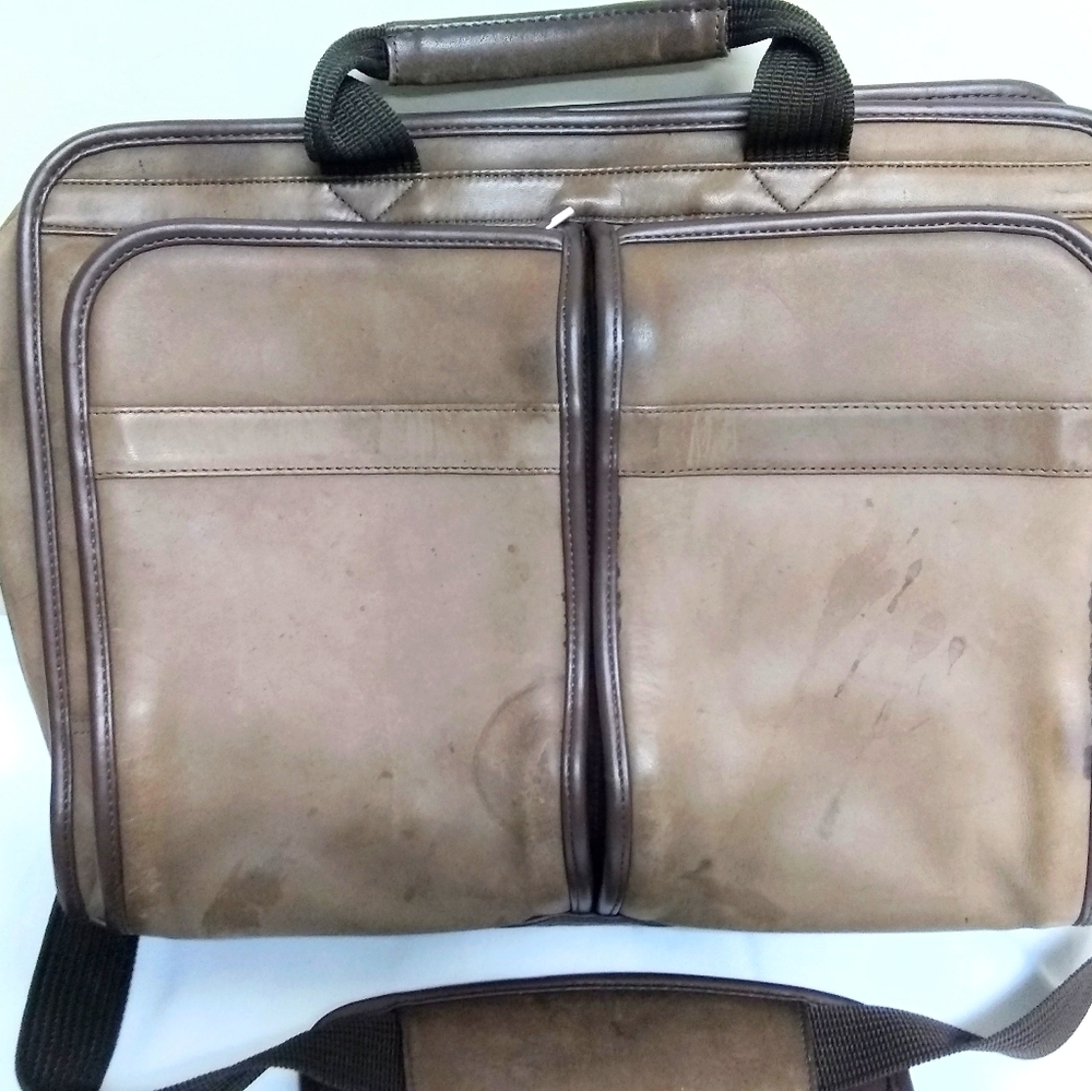Genuine leather laptop bag brown